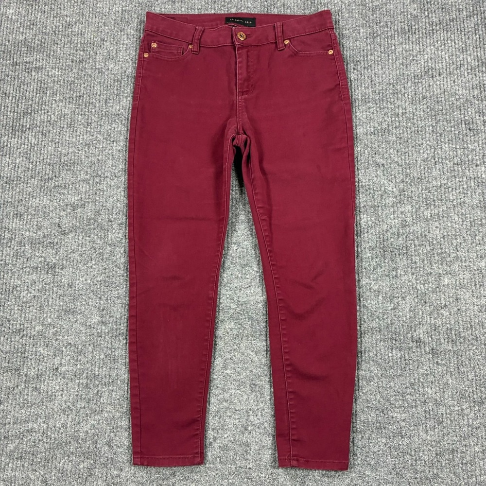 Celebrity Gold Womens 8 Petite Size Burnt Red Skinny Pants Stretch Mid Rise